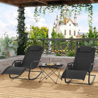 WOLTU deck chair sun lounger weatherproof, garden lounger up to 150 kg, with headrest