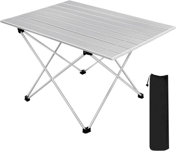 WOLTU Tavolo da Campeggio in Alluminio Tavolino Pieghevole Portatile Salvaspazio e leggero per Picnic Giardino 68x46x40 cm Argento