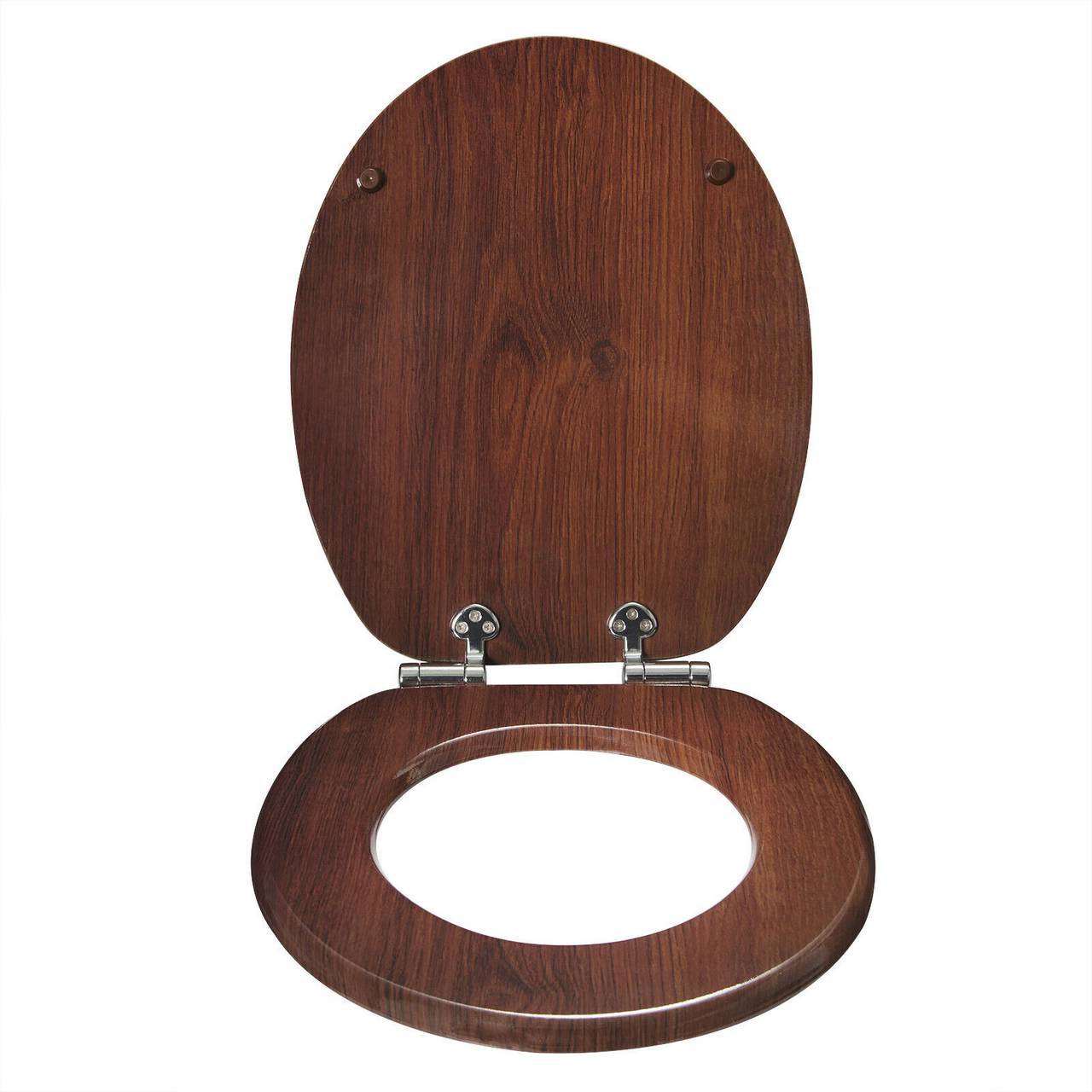 CG Traditional Bathroom Toilet Seat in Dark Beech with Lid and Fixing Set 