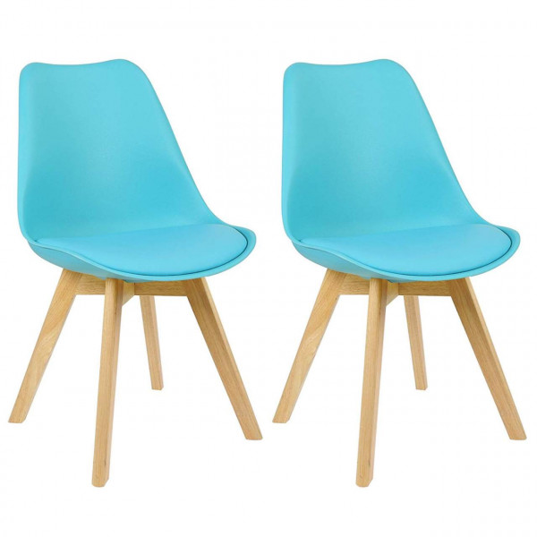 2er-Set Esszimmerstuhl Design Stuhl aus PP, Kunstleder, Schaumstoff, Massivholz