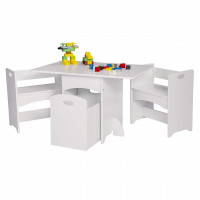 Child seat group, with 2 seats and toy box, white