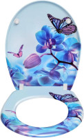 Duroplast Toilettensitz mit Absenkautomatik Blau Phalaenopsid