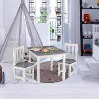 Children's table with 2 chairs, white-gray