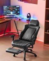 WOLTU gamingstoel, bureaustoel, met adaptieve lendensteun, kunstleer metalen frame