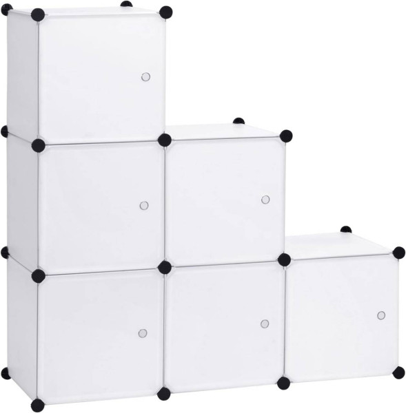 Garderobenschrank DIY Regalsystem, mit Tür, 6 Fächer, Weiß