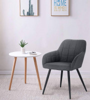 2er-Set Esszimmerstuhl mit Armlehne Sitzfläche aus Leinen, Metallbeine
