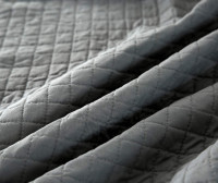 Bedspread Quilted Bed Throw Comforter Lightweight Coverlet Check Pattern, Dark Grey