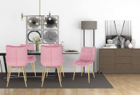 Set of 2 kitchen chairs made of velvet golden legs Elif