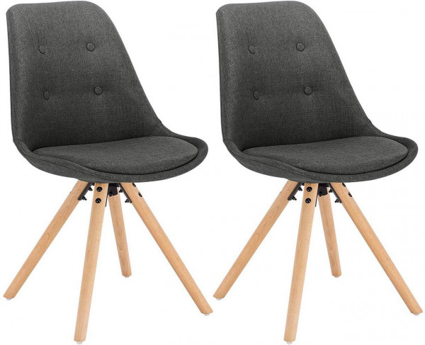 Set of 2 Upholstered Dining Chair Modern Linen Lounge Chair Kitchen Chair with Wooden Legs