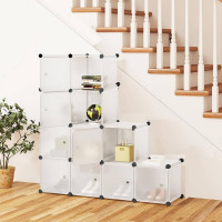 Garderobenschrank DIY Regalsystem mit Tür, 11 Fächer, Kunststoff, weiss