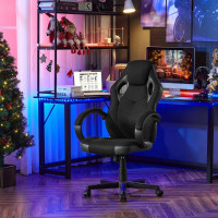 Gaming Stuhl Bürostuhl, 150 kg belastbar mit Kopfkissen Armlehnen Mesh-Gewebe, Grau
