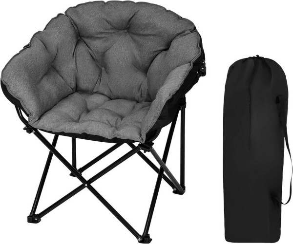 WOLTU gevoerde linnen Oxford campingstoel 150kg zwart + donkergrijs