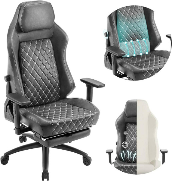 WOLTU gaming chair, office chair, with adaptive lumbar support, faux leather metal frame
