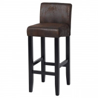 Leatherette bar stool with backrest, 2pcs set