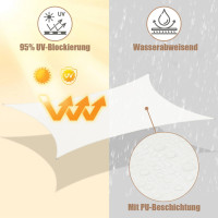 WOLTU Sonnensegel, Sonnenschutz, aus PES, 200 g/m² Polyester, 95% UV Schutz, Creme