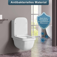 Toilettendeckel, WC Sitz mit Absenkautomatik, UF-Klodeckel antibakteriell, Quick-Release