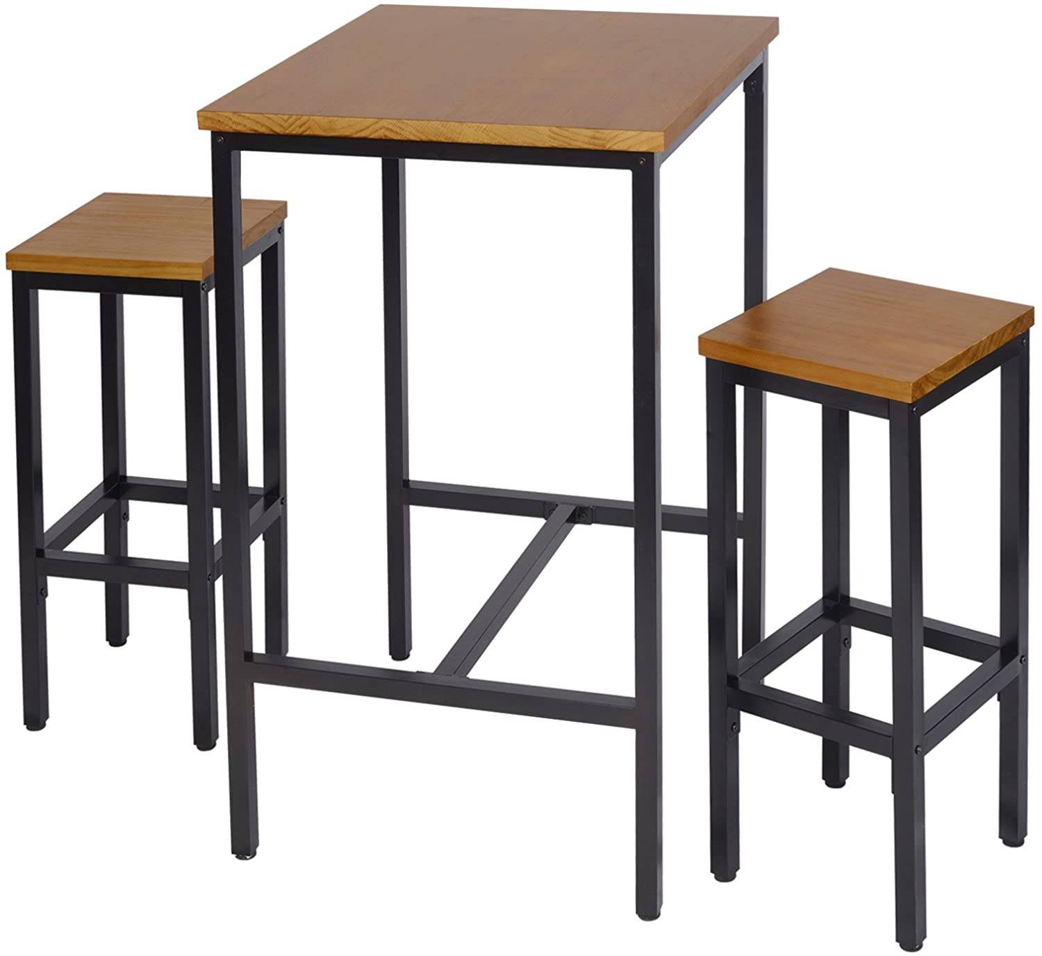Solid Wood and Durable Steel Made,Oak,BT12hei WOLTU Dining Table and Chair Set