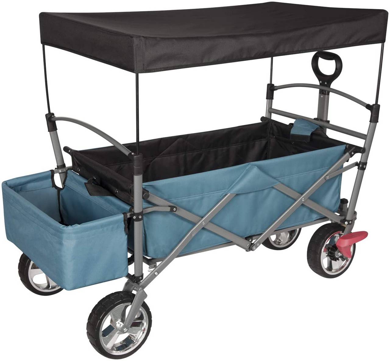 Foldable Garden Trolley Cart With Removable Canopy 4 Wheels And
