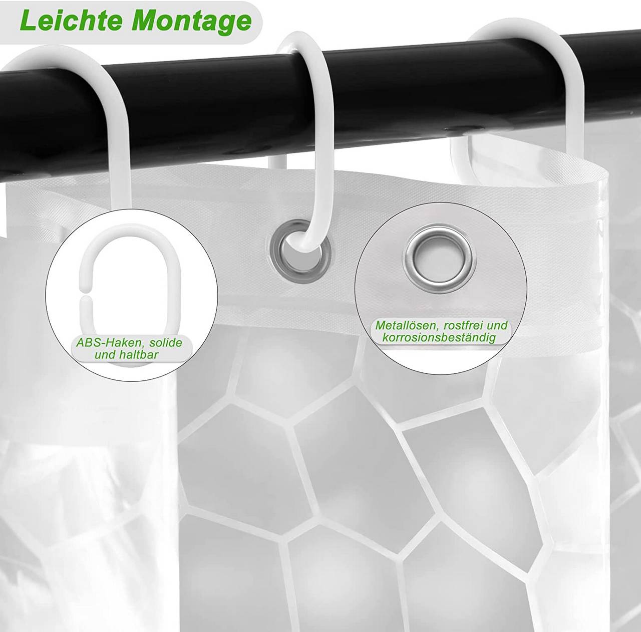 AooHome Cortina de ducha de EVA transparente, cortina de ducha 3D con  imanes inferiores, resistente, 72 x 72 pulgadas, semitransparente