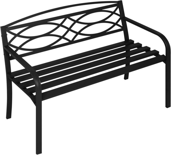 WOLTU garden bench metal weatherproof, park bench for 2 to 3 people, balcony bench, black