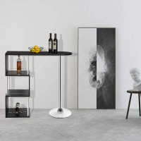 Modern bar table with three shelf spaces - MDF & Metal