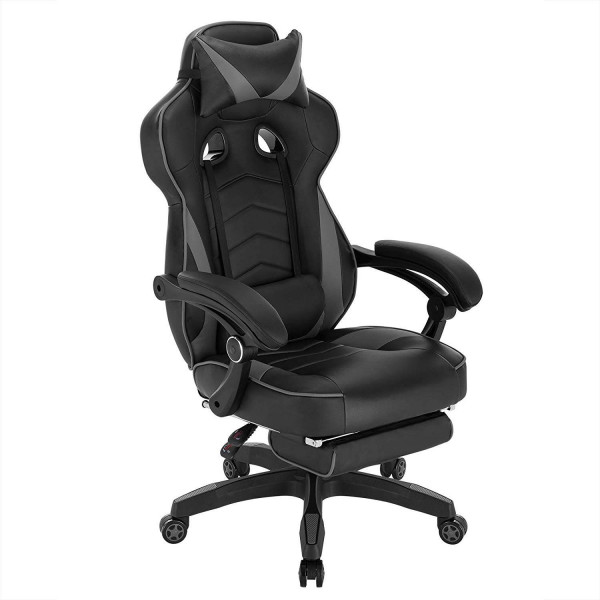 Racing Chair, Gaming Chair, High Back, Swivel, Adjustable, Footrest Extendable, Lumbar Support