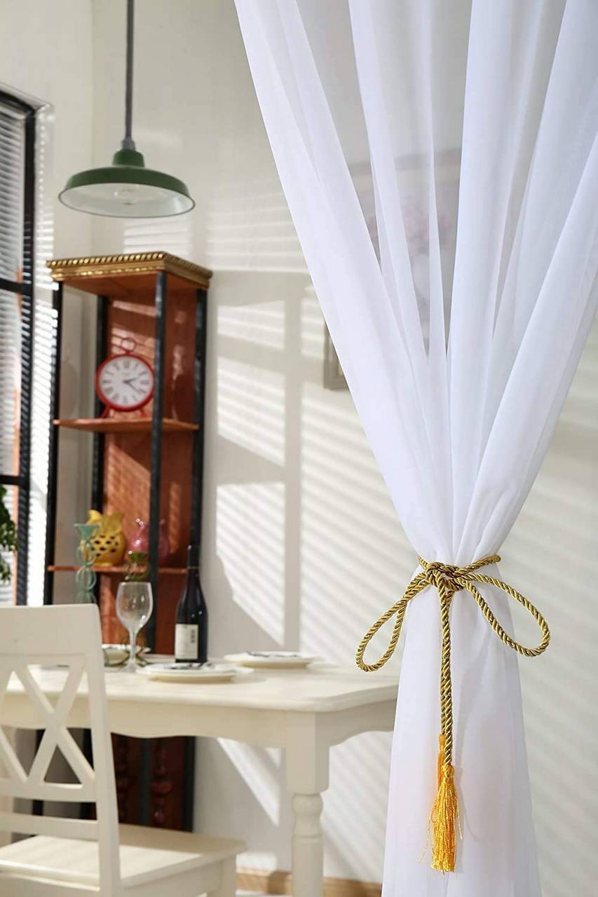 Gardinen Vorhang transparent mit Ösen Stores Fensterschal Ösenvorhang Voile  für Wohnzimmer Schlafzimmer Landhaus | Gardinen-Sets