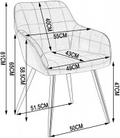 4er-Set Esszimmerstuhl mit Armlehne Sitzfläche aus Stoffbezug, Metallbeine