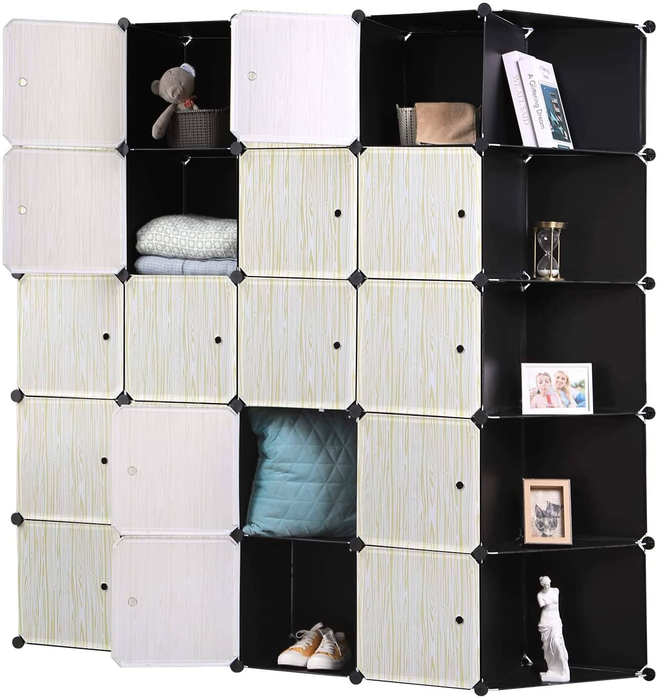 Armoire Plastique.étagère De Rangement Diy Pour Le Stockage De  Vêtements/livres.13 Cubes.blanc Noir - Armoire BUT