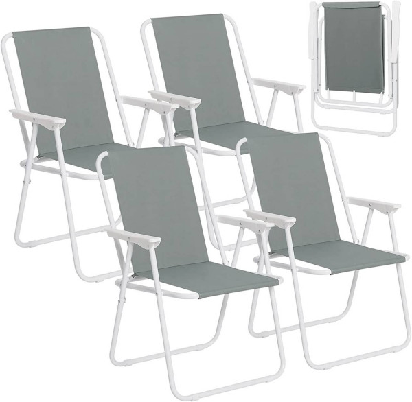 Klappstuhl Gartenstuhl 4er-Set, Klappbarer Kunststoff-Stuhl, für Garten & Camping dunkelgrau