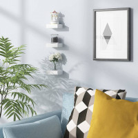 Set of 3 wall shelves, floating shelf, wall decoration, high-gloss, made of MDF, 10.5x7.8x3cm