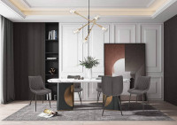 4er-Set Esszimmerstuhl Küchenstuhl Polsterstuhl aus Stoffbezug,dunkelbraun 