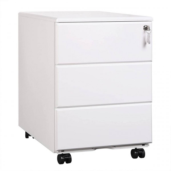 Rollcontainer Büroschrank mit 3 Schubladen weiß