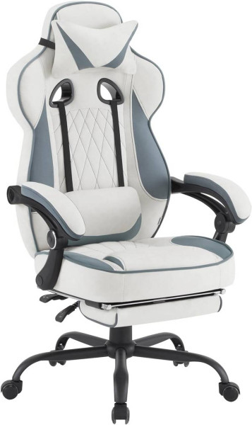 WOLTU Gaming Chair with Pocket Spring Cushion Ergonomic Footrest Leathaire Fabric