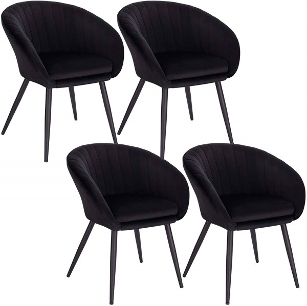 Set of 4 Kitchen Dining Chairs, Velvet Upholstered chairs, Living Room Corner Chairs with Armrests and Backrest