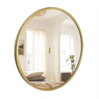 Wandspiegel runder Badspiegel 40x40cm Rundspiegel zum Aufhängen Golden