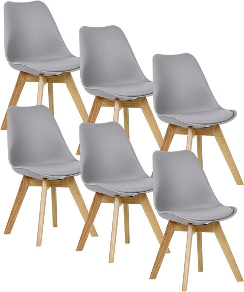 6er Set Esszimmerstühle Küchenstuhl Design Stuhl Kunstleder Holz Grau
