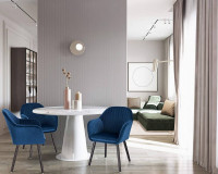 6er-Set Esszimmerstühle Küchenstuhl Wohnzimmerstuhl mit schwarzer Beine Samt Massivholz blau
