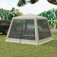 WOLTU pavilion 3x3 m, with side walls mosquito net, metal, party tent, beige