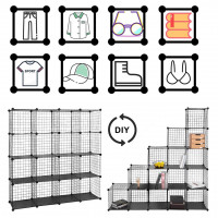 Wire Storage Shelves, 6 Cubes Large DIY Wire Grid Bookcase Interlocking Storage Shoe Rack 