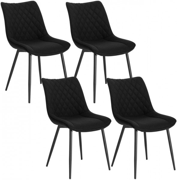 4er-Set Esszimmerstühle Küchenstühle Sitzfläche aus Leinen Gestell aus Metall