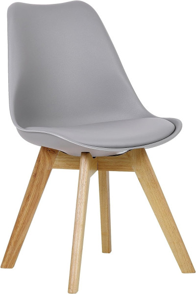 Esszimmerstuhl Design Stuhl aus PP, Kunstleder, Schaumstoff, Massivholz, Grau