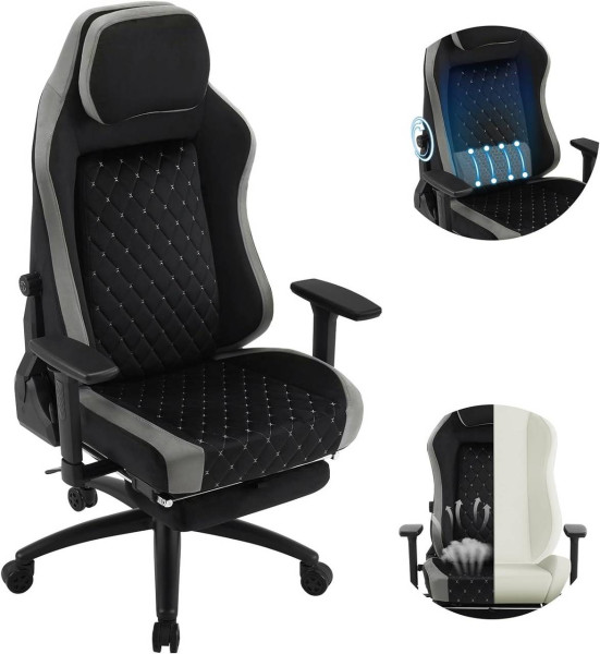 WOLTU gaming chair, office chair, with adaptive lumbar support, velvet cover, metal frame