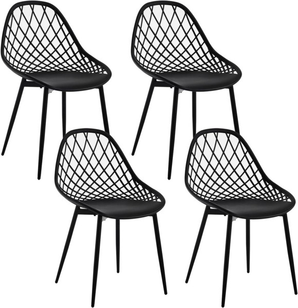 Klihome dining chairs set of 4, kitchen chair with hollow back, metal legs