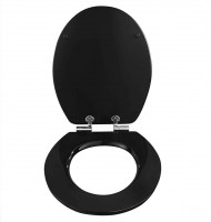 Wooden Soft Close Toilet Seat Black with Adjustable Hinge Toilet Lid Seat Cover for Family