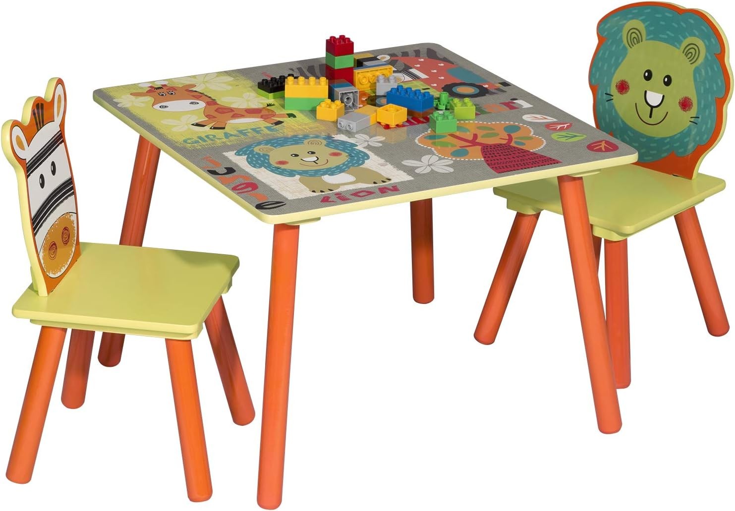 Tavolo e Sedie per Bambini Gioco Tavolino con 2 Sgabelli Set Mobili per  Soggiorno in Legno