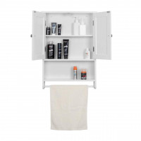 Wall Bathroom Cabinet Storage Unit Cupboard Pastoral Wooden /2 Doors/One Shelf/One Hanging Rail 