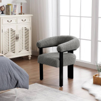 Loungesessel Relaxsessel Lehnstuhl, mit Fleece-Sitzfläche Massivholzbeinen, Dunkelgrau