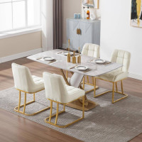 WOLTU eetkamerstoelen, keukenstoel, gestoffeerde stoel met gebogen metalen frame, fluweel