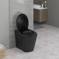 Premium Toilettendeckel, WC Sitz mit Absenkautomatik Oval,Klodeckel Softclose, Duroplast, schwarz